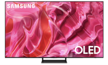 Samsung TV with pink and red abstract liquid screensaver